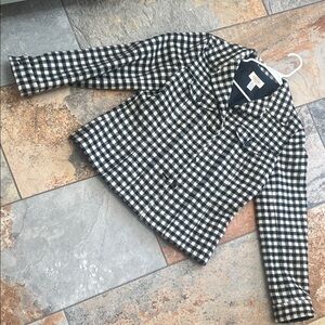 Talbots Black and White Checkered Blazer jacket